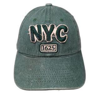 BJB Baseball Cap Green One Size NYC 1625 Frayed Applique Cotton Adjustable Hat